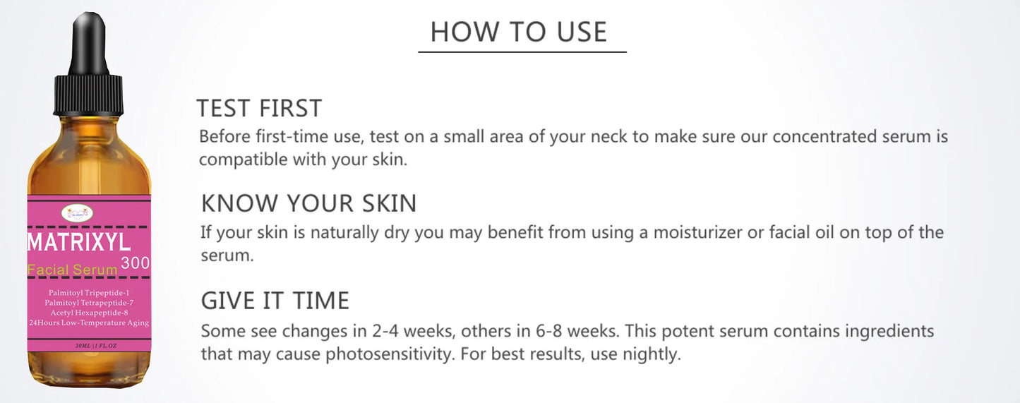 2pcs Matrixyl 3000 + Hyaluronic Acid + Organic Vitamin C Serum for Face, Facial Skin Serum Skin Care Products