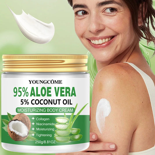 Aloe Vera Natural Coconut Oil Organic Premium Cold Pressed Repair Dry Skin Care Body Massage Moisturizing Cream 