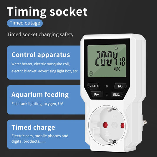 Electronic Timer Switch LCD Digital Time Control Energy Saving  Manager Programmable Socket EU Plug Automatic Surge Protector