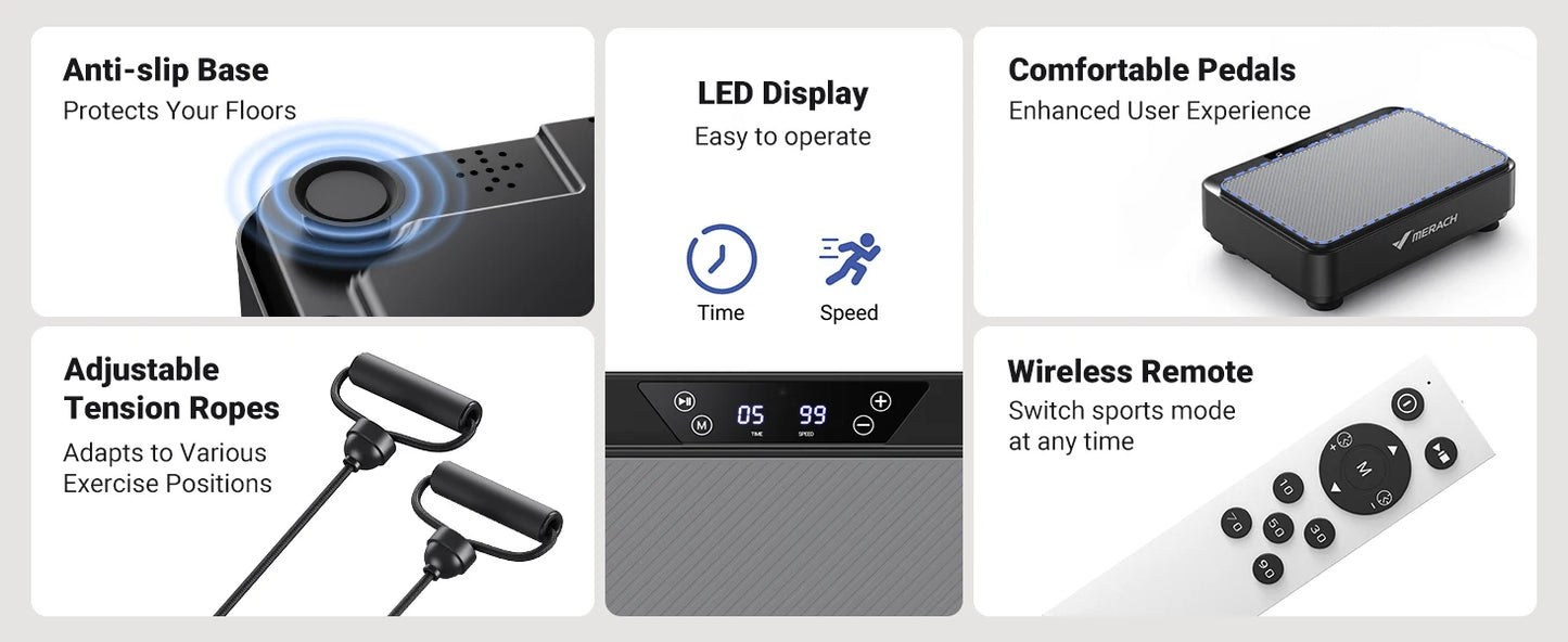 MERACH Vibration Plate Exercise Machine Vibration Plate for Lymphatic Drainage Relieve Pain Help Sleep Fat Burning Weight Loss