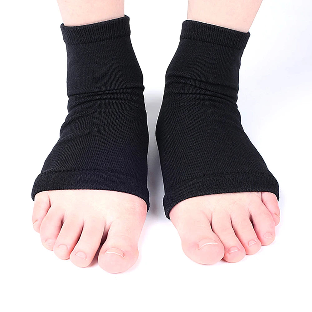 1Pair Arch Support Sleeve Cushioned Soft Elastic Gel Pad Fabric Arch Sock for Flat Foot Pain Relief Plantar Fasciitis Heel Spurs