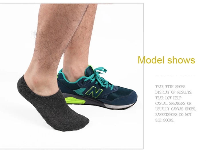 5 Pairs/Lot Men's Fashion Towel Bottom Boat Socks Cotton Sport Sweat Breathes Silicone Anti-Slip Invisible Socks Plus Size 41-45