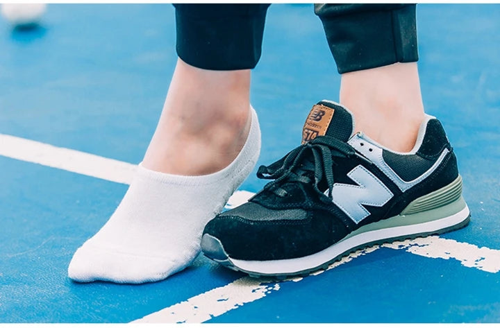 5 Pairs/Lot Men's Fashion Towel Bottom Boat Socks Cotton Sport Sweat Breathes Silicone Anti-Slip Invisible Socks Plus Size 41-45