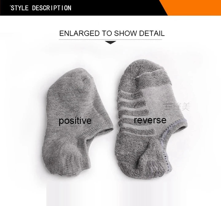 5 Pairs/Lot Men's Fashion Towel Bottom Boat Socks Cotton Sport Sweat Breathes Silicone Anti-Slip Invisible Socks Plus Size 41-45
