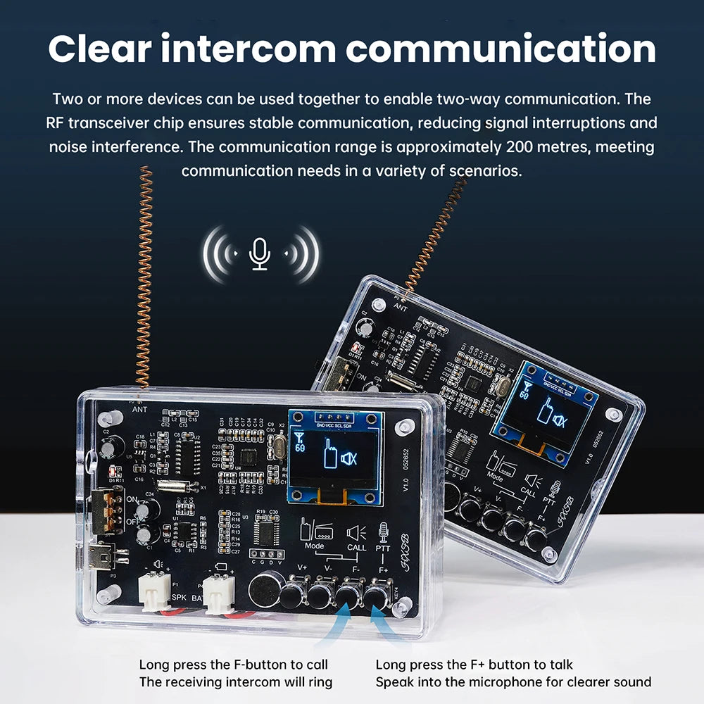 Electronics Kit  FM Radio DIY Kit Smart Wireless Walkie-Talkie Radio Electronics Assembly and Soldering Practice DIY Kit