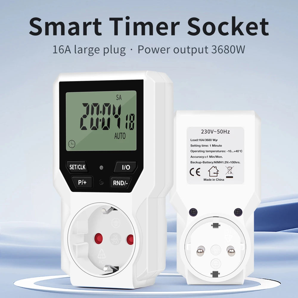 Electronic Timer Switch LCD Digital Time Control Energy Saving  Manager Programmable Socket EU Plug Automatic Surge Protector