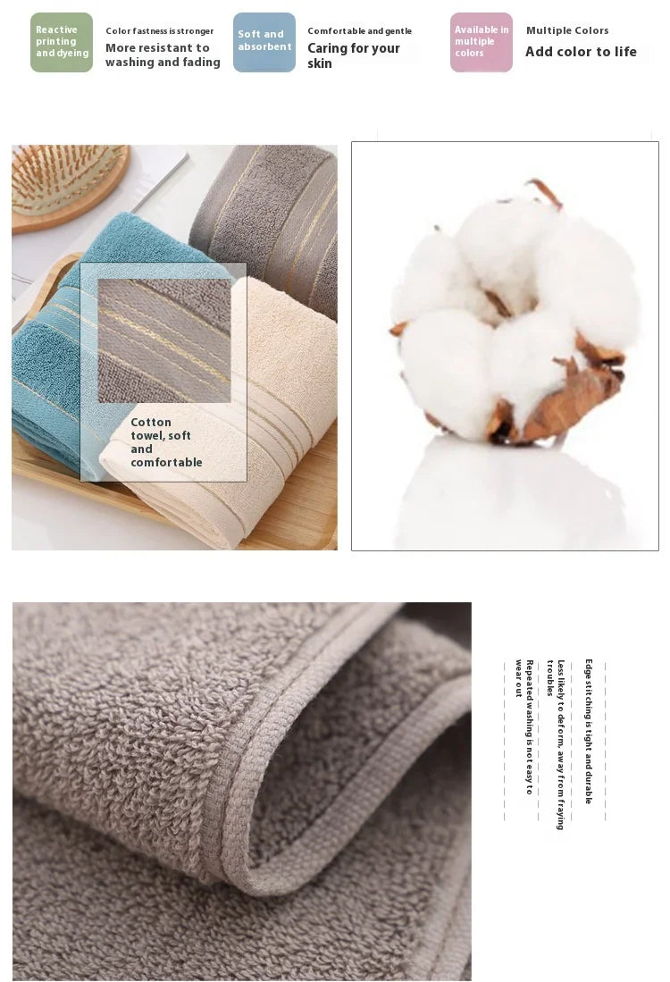 All-cotton Class A Thickened Absorbent Jacquard Polyester-cotton Skin-friendly Face Towel Bath Pure Cotton Towel Adult Towel