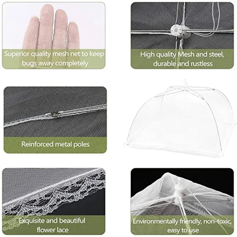 Foldable Food Mesh Cover Fly Anti Mosquito Pop-Up Food Cover Umbrella Meal Vegetable Fruit Breathable Cover Kitchen Accessories