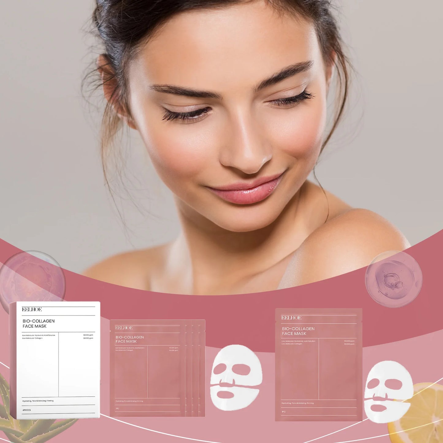 4/8/12Pcs Bio Collagen Face Mask Shrink Pores Deep Hydrating Overnight Mask Moisturizing Refreshing Brightening Face Skin Care
