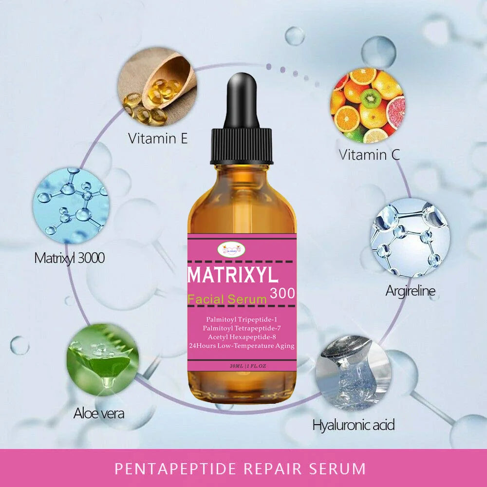 2pcs Matrixyl 3000 + Hyaluronic Acid + Organic Vitamin C Serum for Face, Facial Skin Serum Skin Care Products