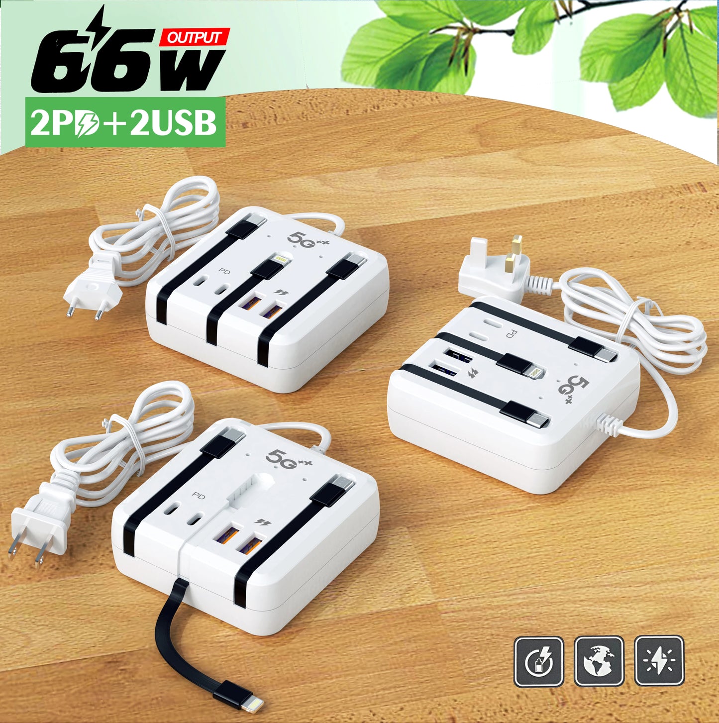 Multifunction Power Strip 120W USB Type C Charger Fast Charging 4 Ports Desktop Charger Adapter For iPhone Xiaomi Samsung Huawei