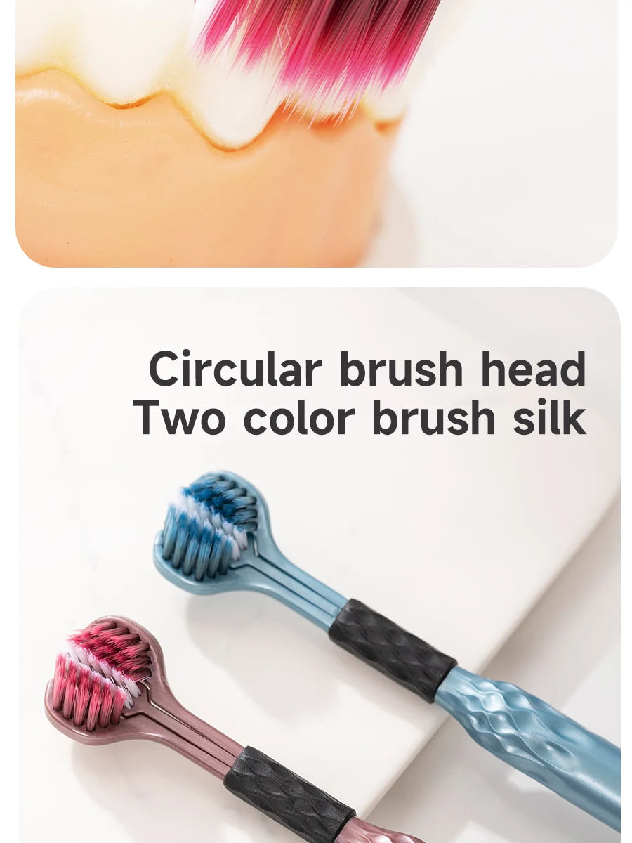 3-Sided Toothbrush for Comprehensive Cleaning | Ideal Angle Design | Raised Tongue Coating Brush | 2-Pack | Soft Bristles for Ge