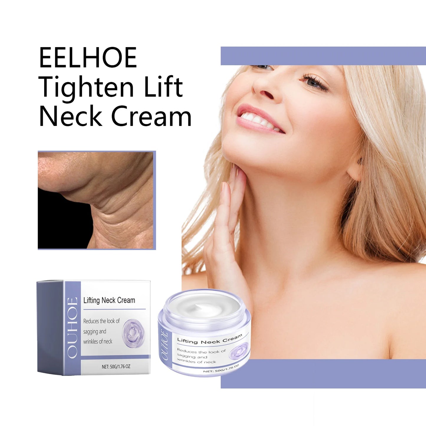 OUHOE 50g Natural Organic Anti Wrinkle Anti Aging Whitening Moisturizing Neck Firming Cream Private Label Lift Firm Neck Cream