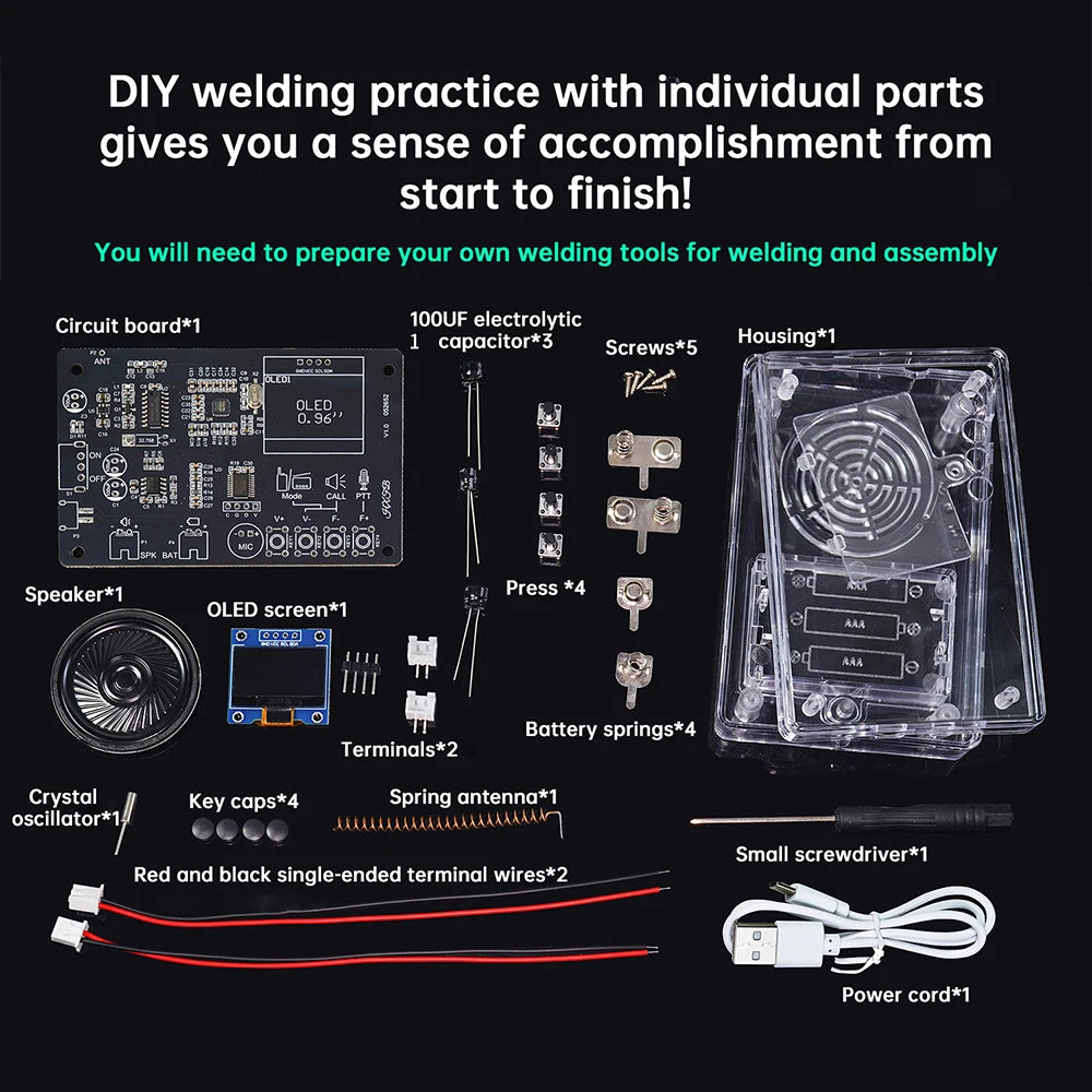 Electronics Kit  FM Radio DIY Kit Smart Wireless Walkie-Talkie Radio Electronics Assembly and Soldering Practice DIY Kit