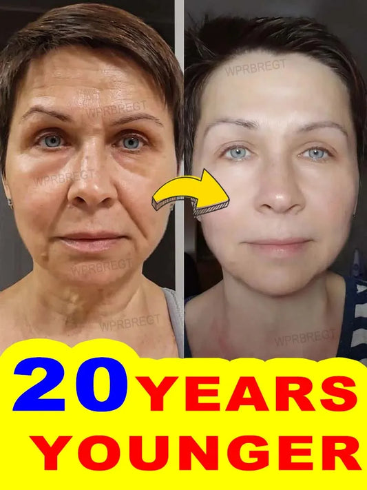 20 years younger, no fine lines