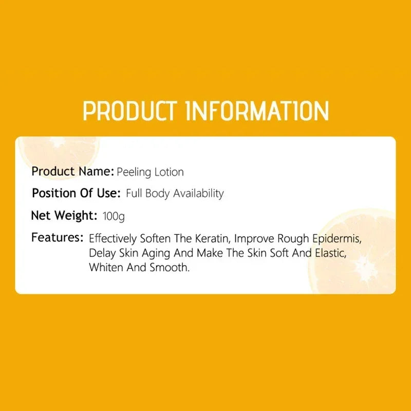 Yellow Peeling Lotion Oil 100% Organic Bleaching Dark Skin Exfoliating Whitening Nourishing Hyaluronic Acid Moisturiz Body Scrub