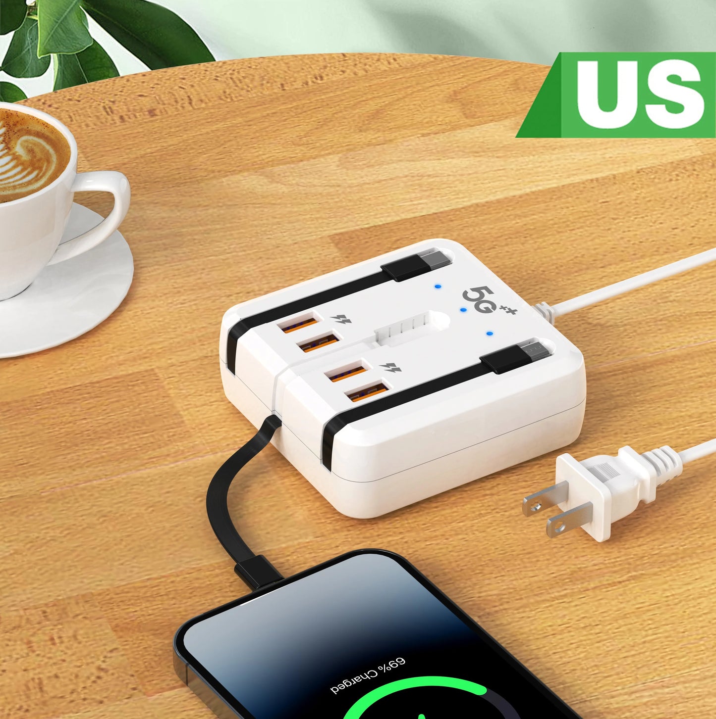 Multifunction Power Strip 120W USB Type C Charger Fast Charging 4 Ports Desktop Charger Adapter For iPhone Xiaomi Samsung Huawei