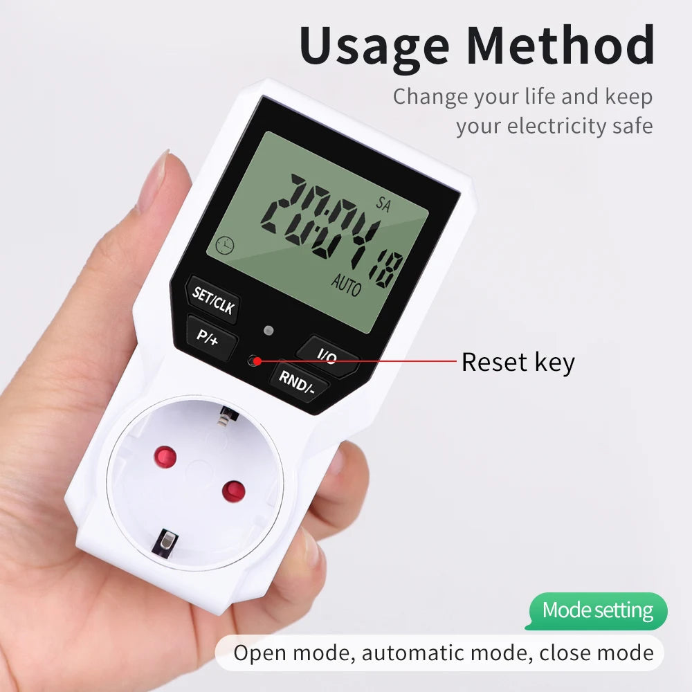 Electronic Timer Switch LCD Digital Time Control Energy Saving  Manager Programmable Socket EU Plug Automatic Surge Protector