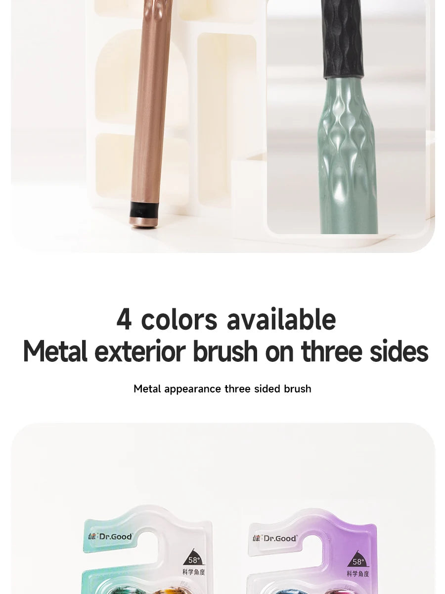 3-Sided Toothbrush for Comprehensive Cleaning | Ideal Angle Design | Raised Tongue Coating Brush | 2-Pack | Soft Bristles for Ge