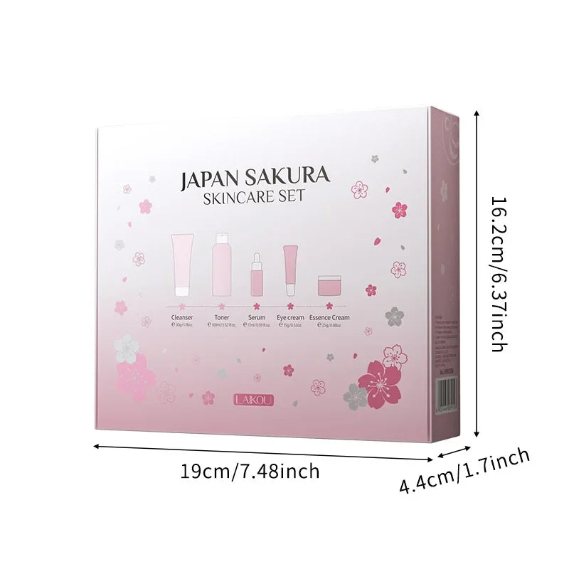 LAIKOU Sakura Kit Skin Care Sets Moisturizing and Reducing Fine Lines Cleansing Pore Product 5-Piece Korean Christmas Gift Set