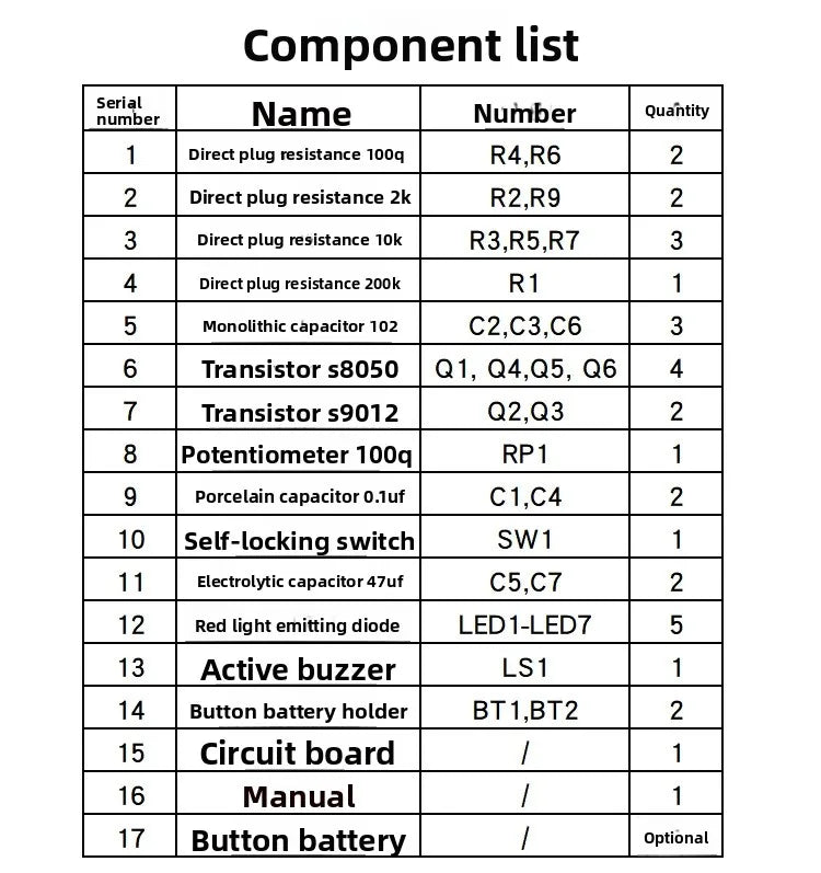 Metal Detector Kit Electronic Parts