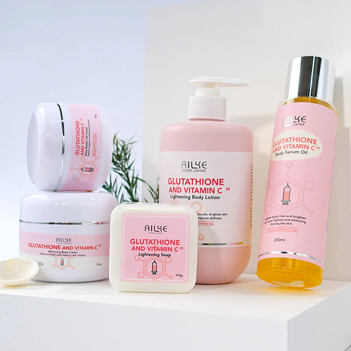 AILKE Whitening Remove Black Spots Facial Skin Care Lotion Moisturizing Cream Body Glutathion Vitamin C Black Skin Face New Set