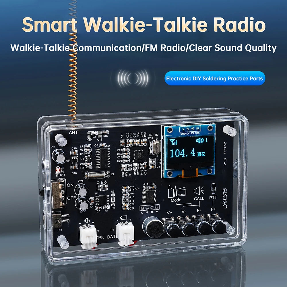 Electronics Kit  FM Radio DIY Kit Smart Wireless Walkie-Talkie Radio Electronics Assembly and Soldering Practice DIY Kit