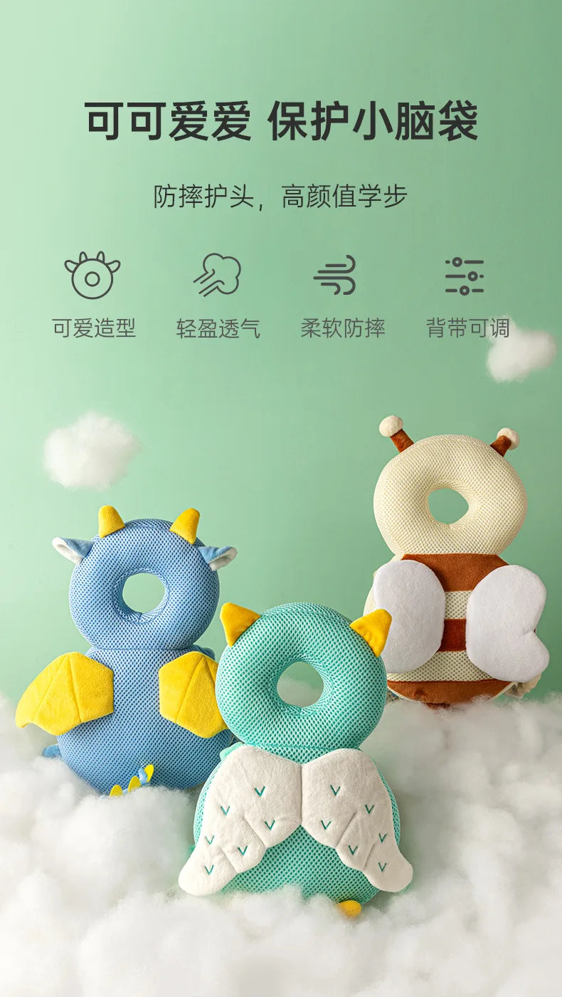 Newborn Headrest Security Pillows Backpack Toddler Baby Head Fall Protection Pad Cushion Cartoon Soft Security Pillows Backpack