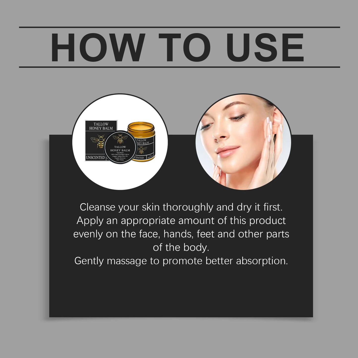 Beef Tallow for Skin Tallow and Honey Balm Organic Grass Fed Whipped Facial Moisturizer Cream Deeply Moisturizing Body Lotion