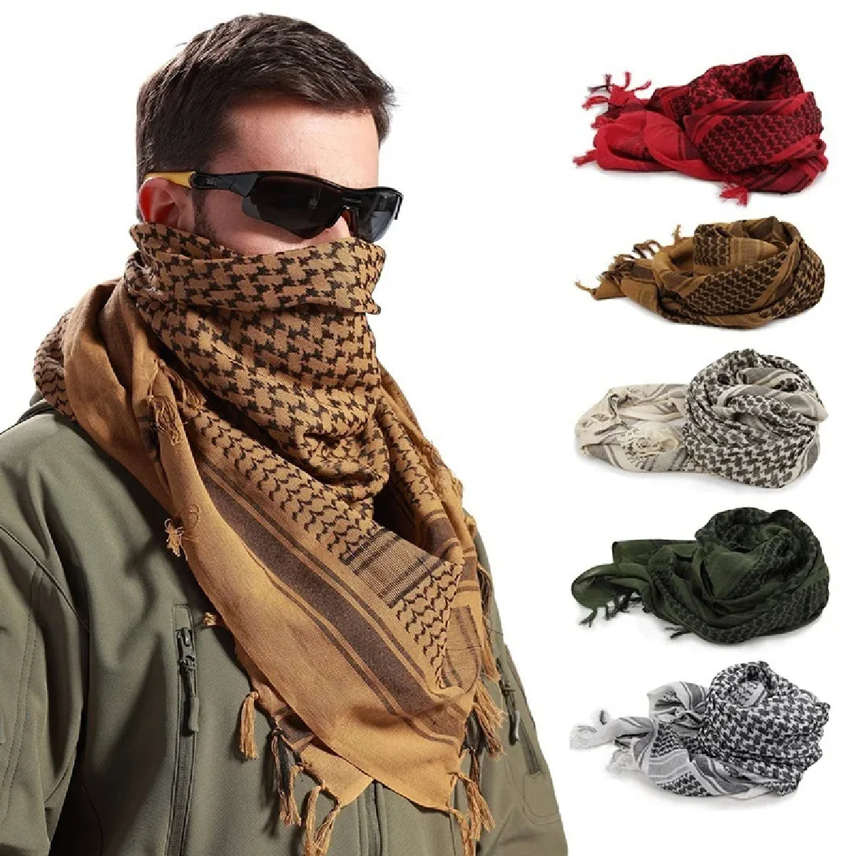 Unisex Summer Tactical Cycling Mask Scarf Lightweight Fashion Hijab Spring Army Plaid Headscarf for Men And Women