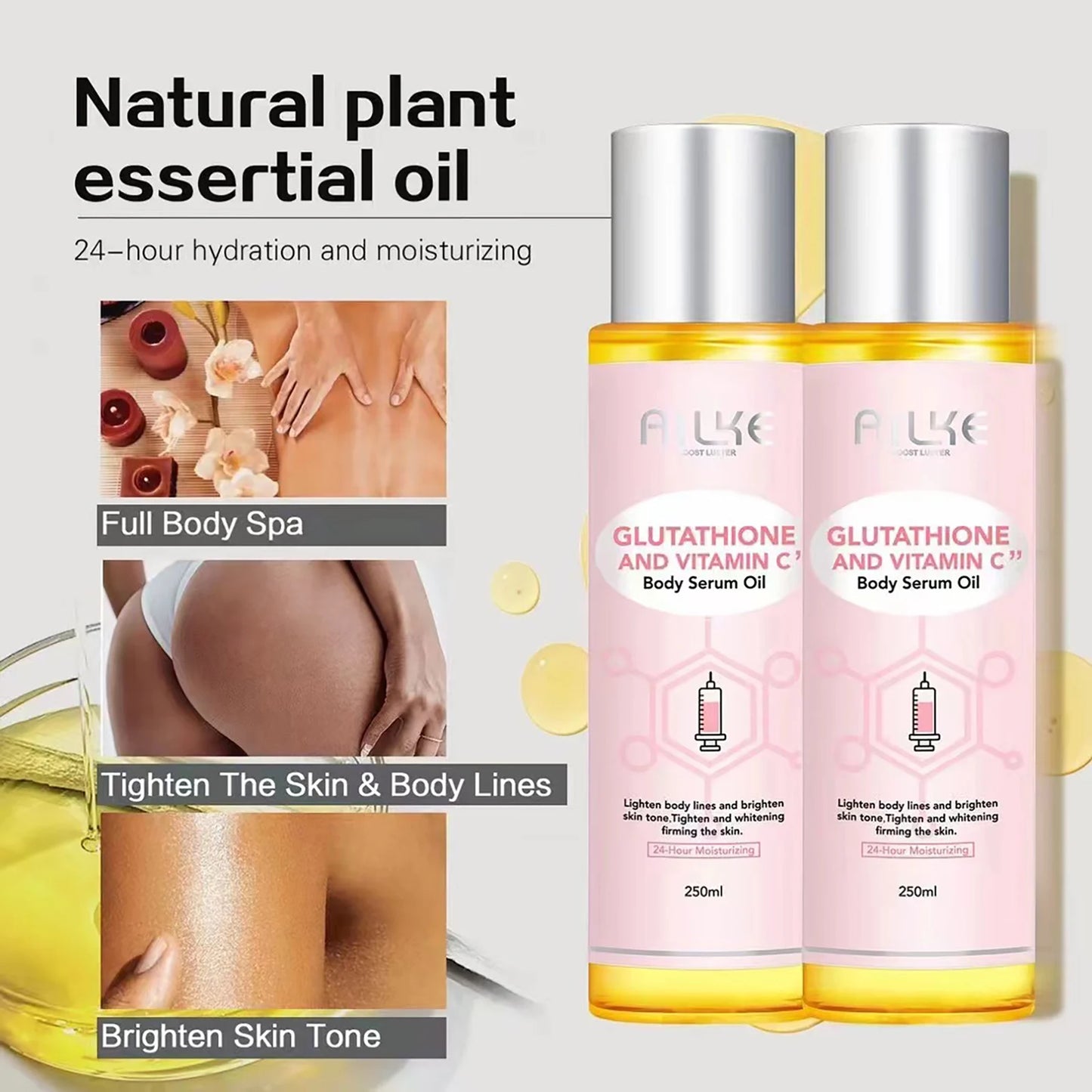 AILKE Whitening Remove Black Spots Facial Skin Care Lotion Moisturizing Cream Body Glutathion Vitamin C Black Skin Face New Set