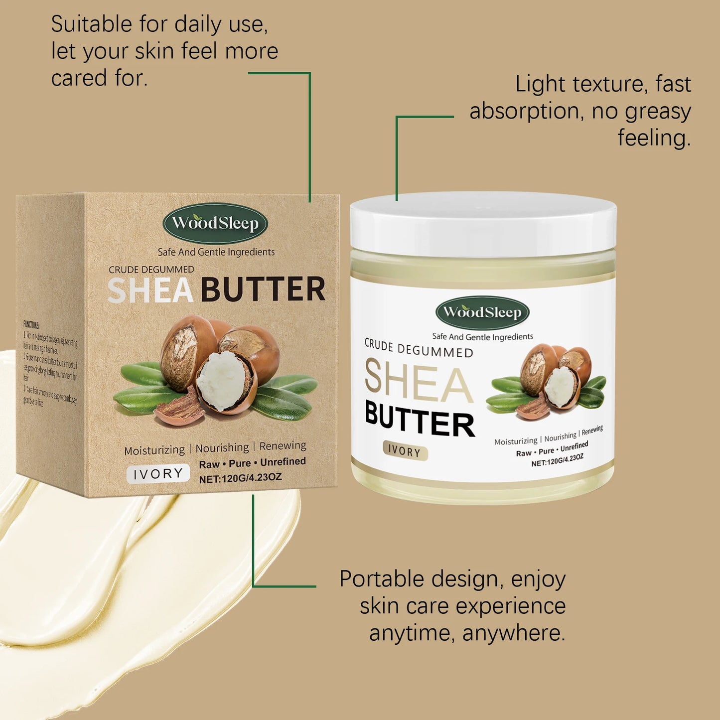 Natural Shea Butter Organic Removes Dry Skin on the Legs Arm Buttocks Deep Hydration Moisturizing Skin Crack Remover Moisturizer