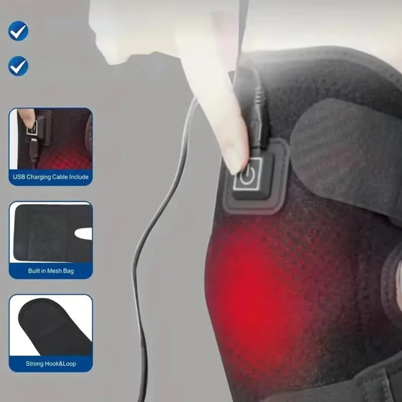 Heated And Vibrating Knee Massage Pad, Intelligent Button, Adjustable Multi-Level, LED Display