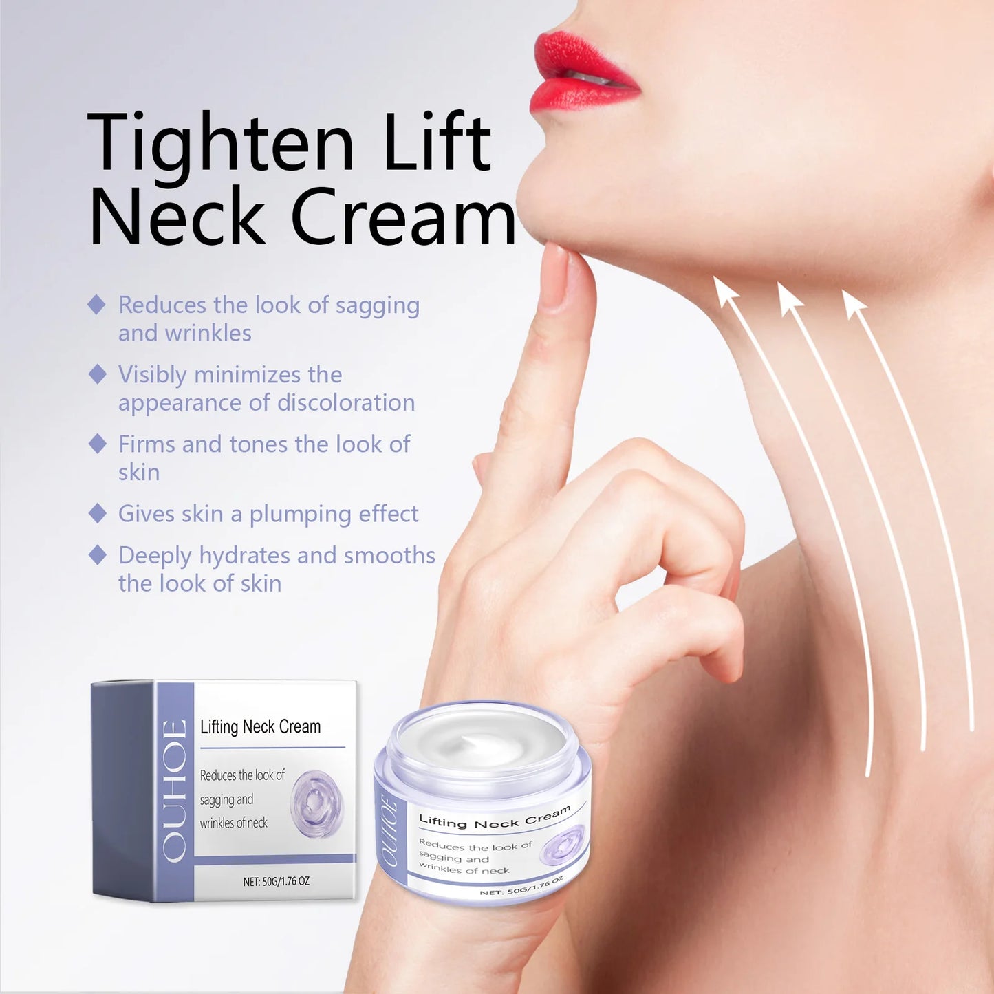 OUHOE 50g Natural Organic Anti Wrinkle Anti Aging Whitening Moisturizing Neck Firming Cream Private Label Lift Firm Neck Cream