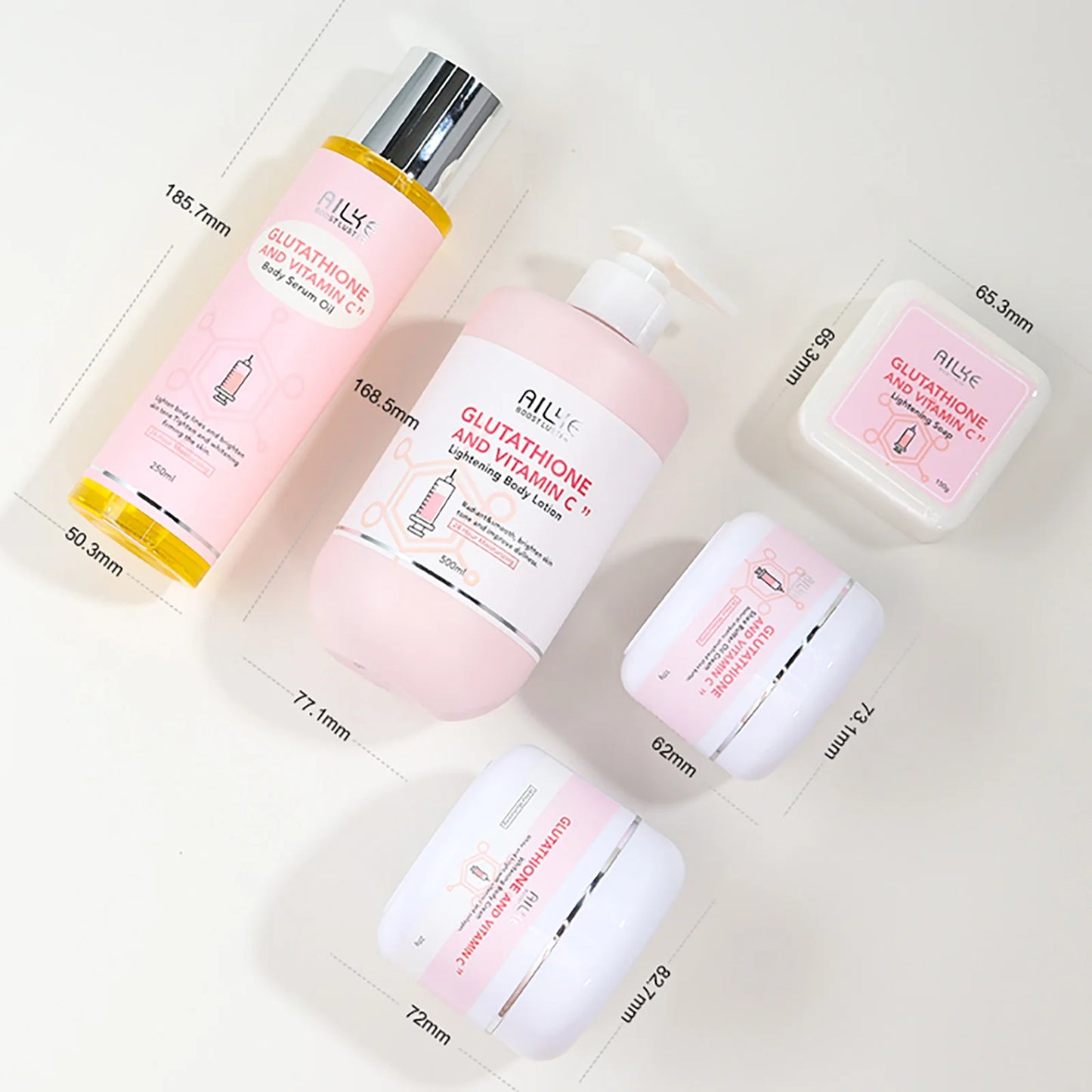 AILKE Whitening Remove Black Spots Facial Skin Care Lotion Moisturizing Cream Body Glutathion Vitamin C Black Skin Face New Set