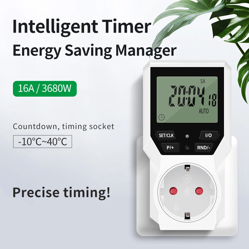 Electronic Timer Switch LCD Digital Time Control Energy Saving  Manager Programmable Socket EU Plug Automatic Surge Protector