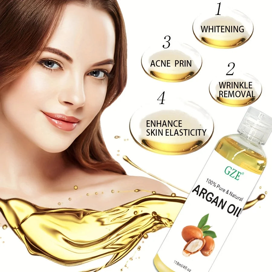 GZE Organic Moroccan Argan Oil Pure Cold Pressed Virgin Premium Grade Moisturizer for Dry, Damaged Skin, Hair, Face, Body, Scalp