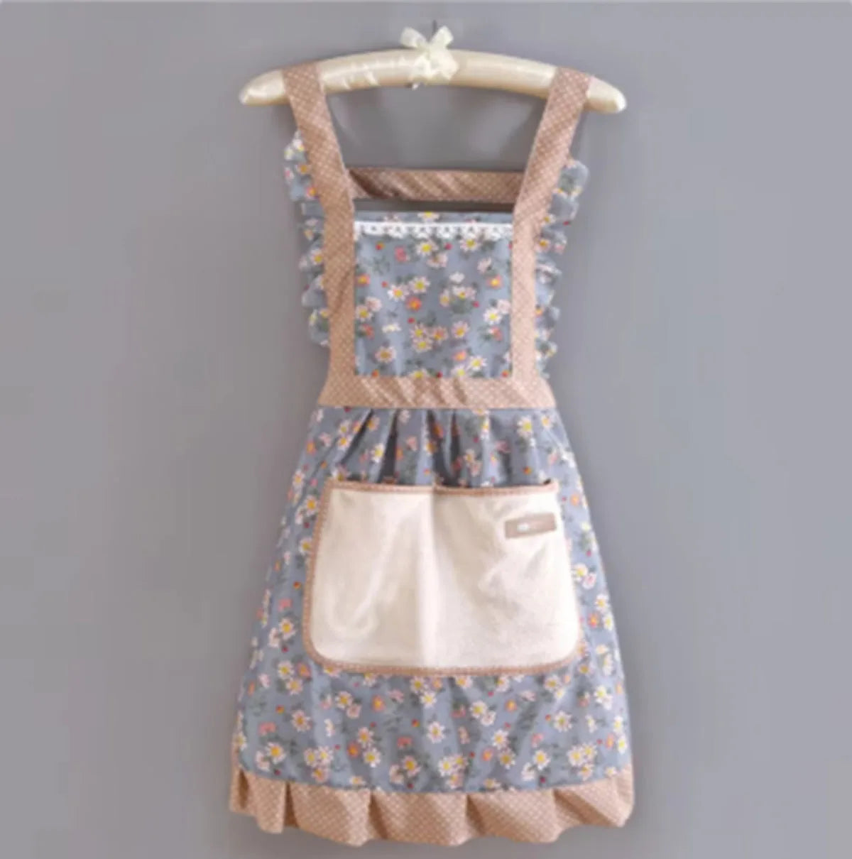 1PC Lovely Canvas Apron Female Household Kitchen Cooking Antifouling Breathable Wear Cleaning Suitable