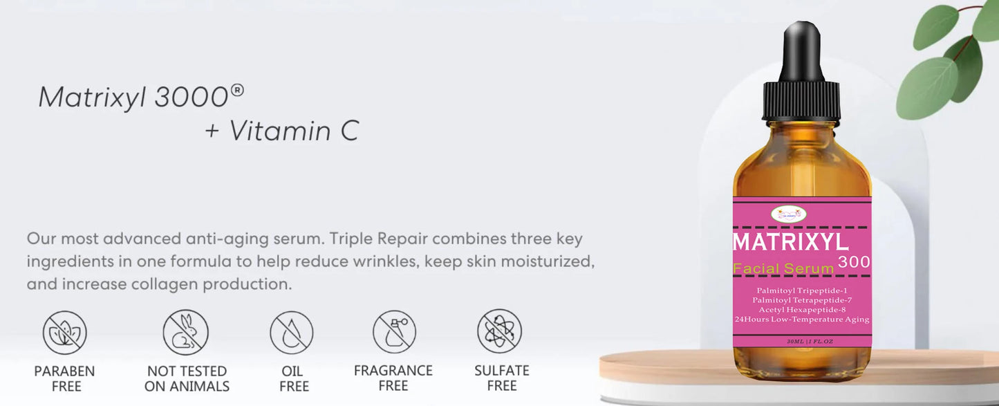 2pcs Matrixyl 3000 + Hyaluronic Acid + Organic Vitamin C Serum for Face, Facial Skin Serum Skin Care Products