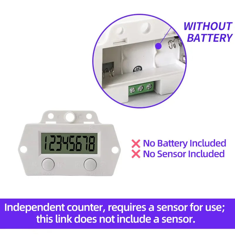 8-Digit Electronic Digital Counter, High-Frequency Punch Counter, No Voltage Counting, No Battery Included, No Sensor Included