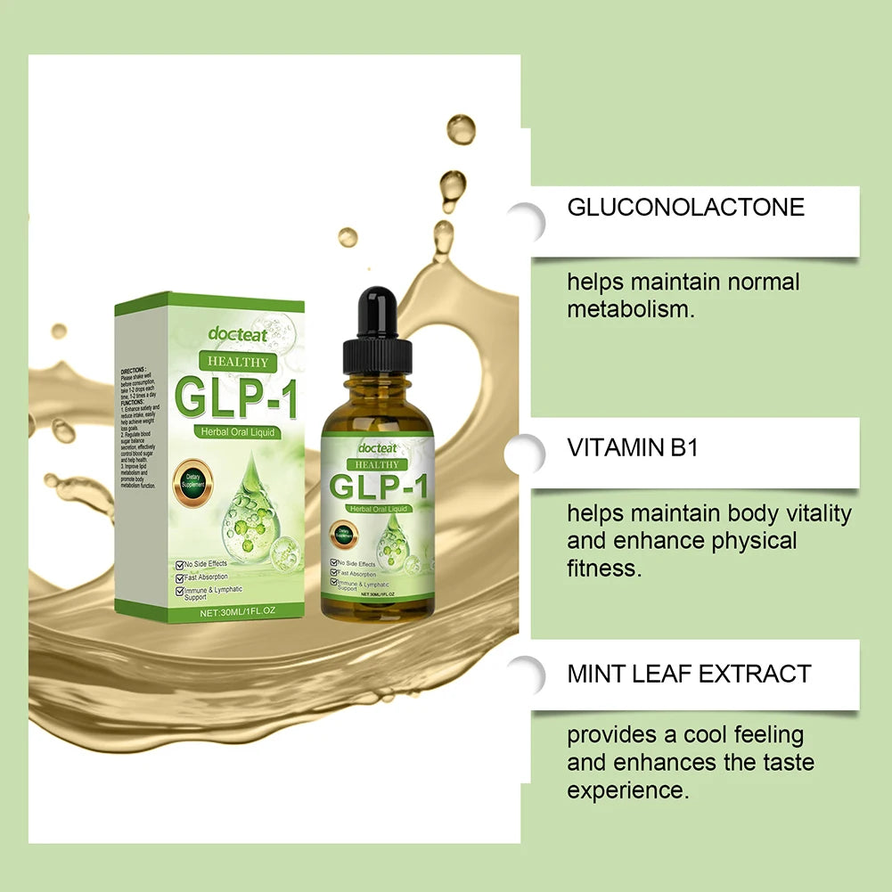 GLP-1 Supplement Liquid Drops Weight Loss Anti Cellulite Promote Thigh Waist Belly Fat Reduction Slim Down Body Slimming Oil