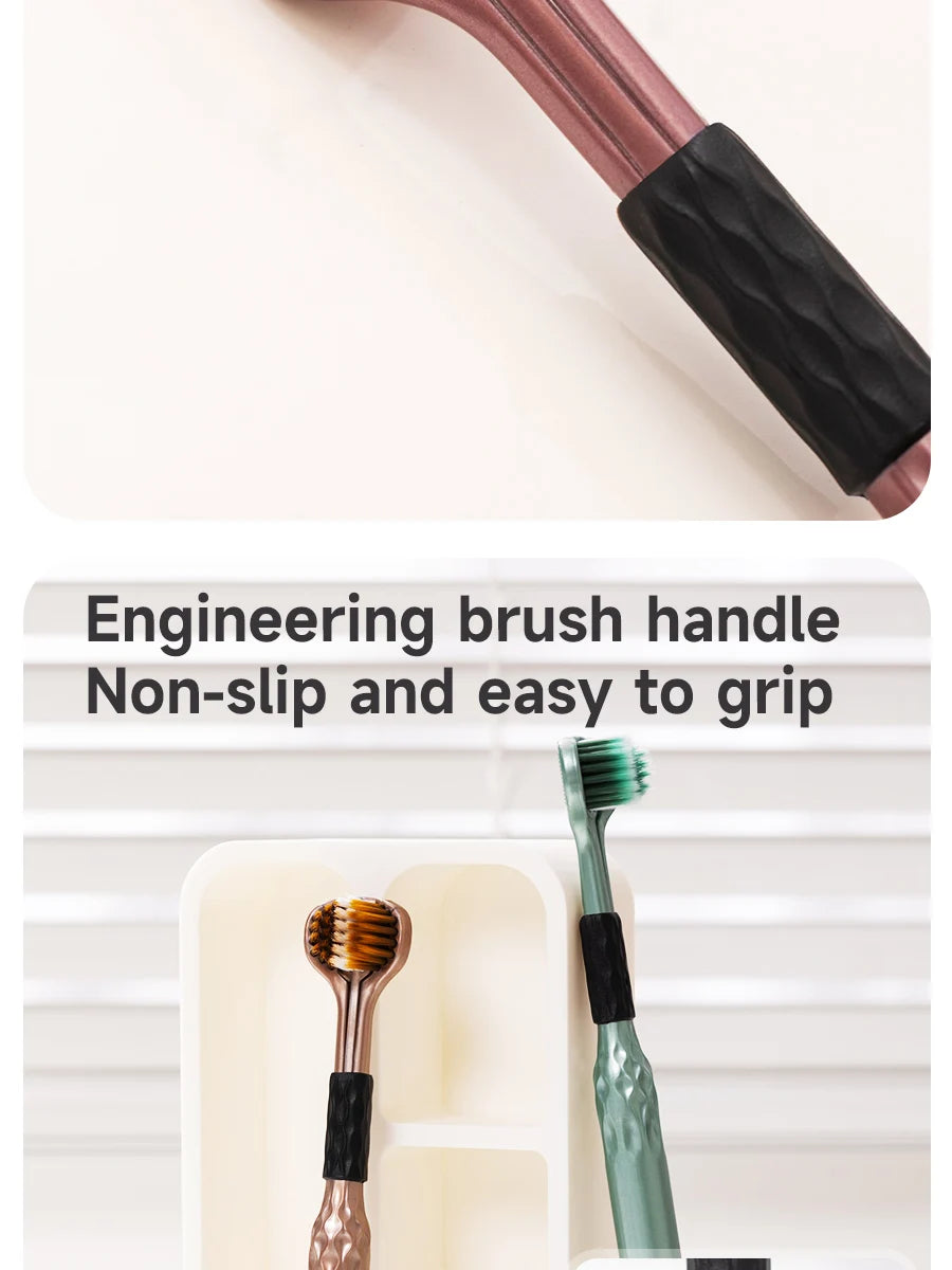 3-Sided Toothbrush for Comprehensive Cleaning | Ideal Angle Design | Raised Tongue Coating Brush | 2-Pack | Soft Bristles for Ge